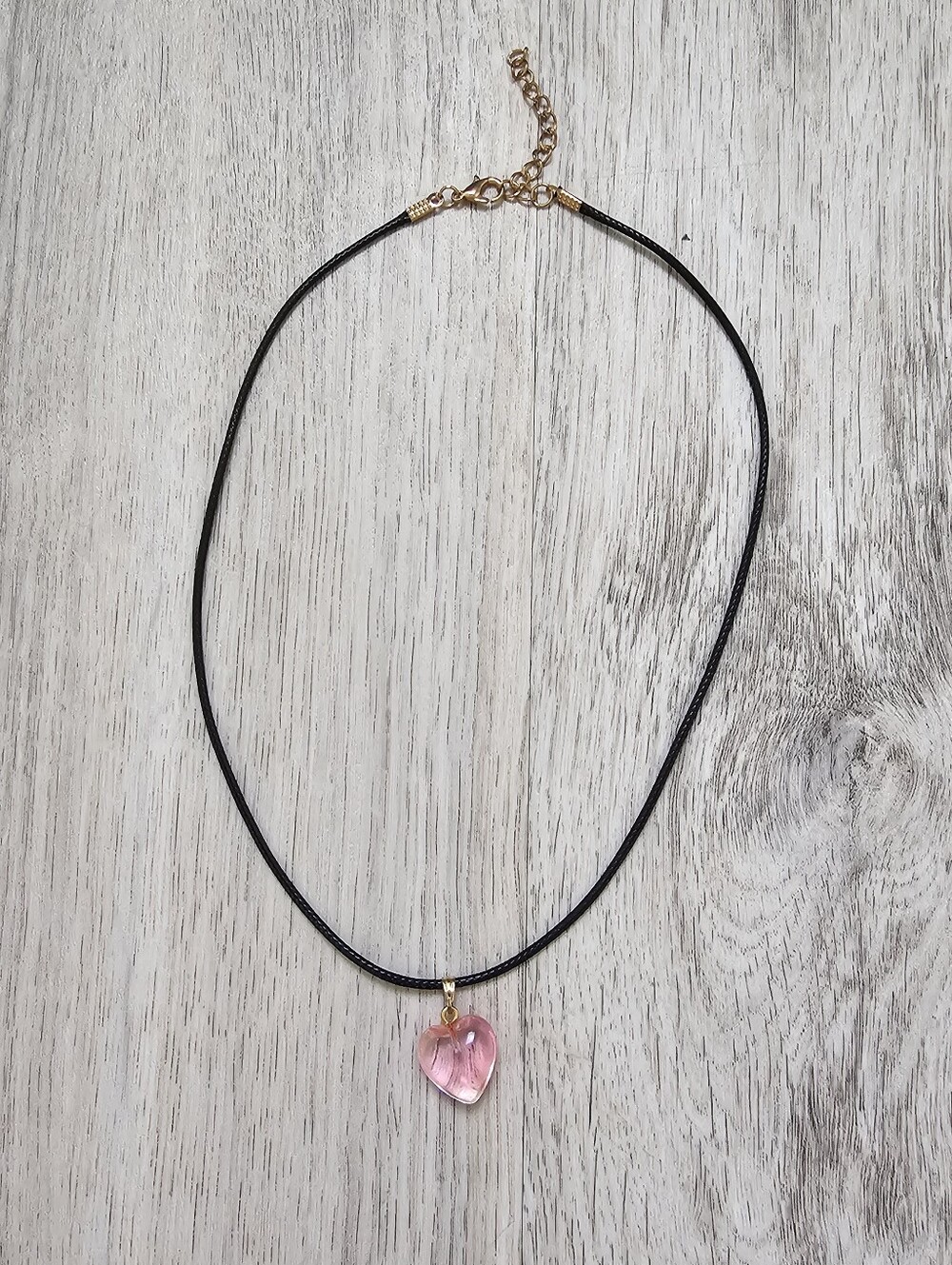 Translucent Heart Charm Cord Necklace